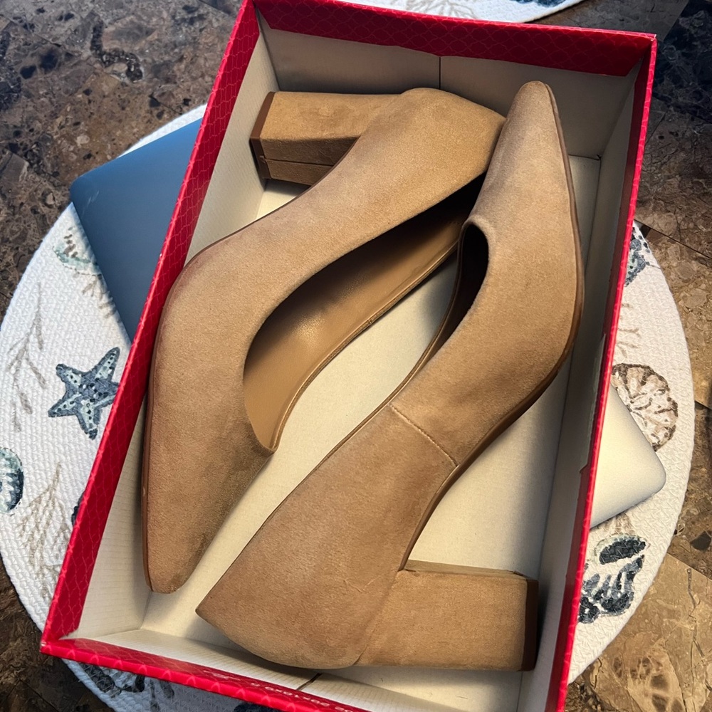 Kelly & Katie Taupe Block Heel Pumps